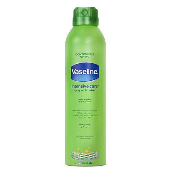 اسپری لوسیون بدن آلوئه ورا وازلین Vaseline Intensive Care Aloe Soothe Spray Moisturizer 190Ml